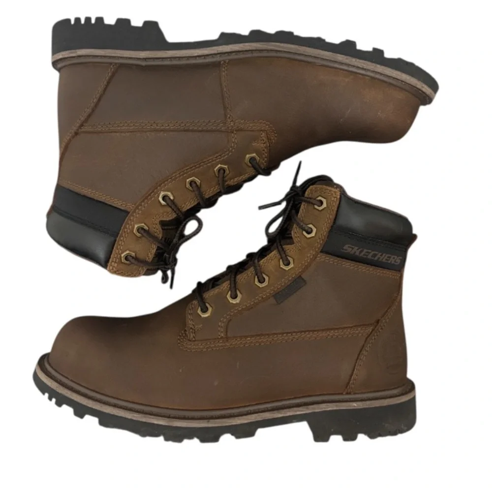 Authentic Skechers work safety steel toe leather boots sz men’s 7.5